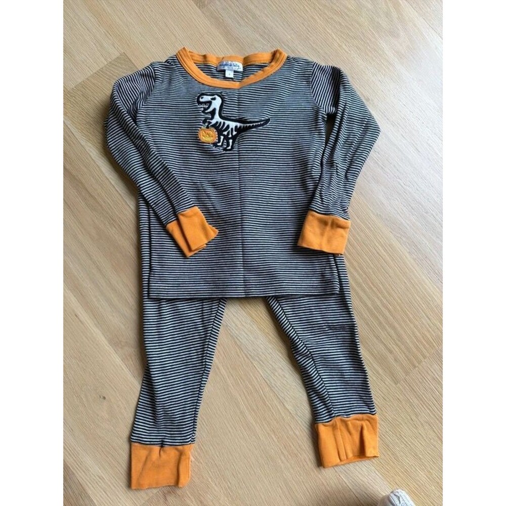Magnolia Baby striped Halloween dinosaur pajamas size 3 3T